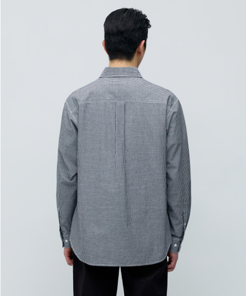 MUSINSA STANDARD（ムシンサスタンダード）の「ストライプワークシャツ [ダークネイビー/ストライプ]（シャツ/ブラウス・メンズ・その他・SMALL/MEDIUM/LARGE/X-LARGE/2XL）」の5枚目の写真
