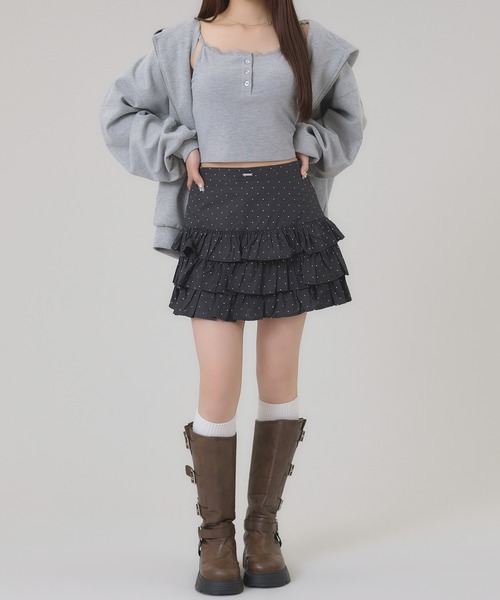 apres jour mignon(アプレジュールミニョン)の「柄ティアードスカート(スカート・レディース・ブラック/オフホワイト/グレー/ブラック系その他・フリー/LARGE)」の6枚目の写真