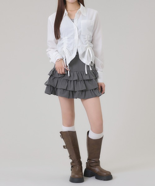 apres jour mignon(アプレジュールミニョン)の「柄ティアードスカート(スカート・レディース・ブラック/オフホワイト/グレー/ブラック系その他・フリー/LARGE)」の8枚目の写真