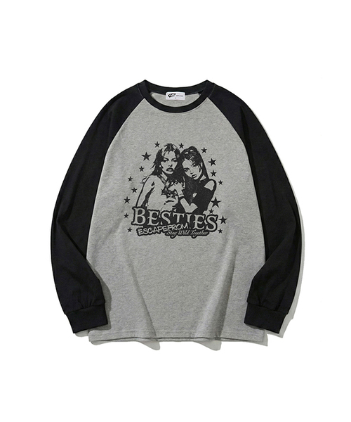 ESCAPEFROM（エスケープフロム）の「ベスティ ESCFプリントセミオーバーフィットロングスリーブ [2カラー]（Tシャツ/カットソー・レディース・グレー/ピンク・MEDIUM）」の2枚目の写真