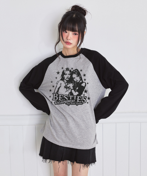 ESCAPEFROM（エスケープフロム）の「ベスティ ESCFプリントセミオーバーフィットロングスリーブ [2カラー]（Tシャツ/カットソー・レディース・グレー/ピンク・MEDIUM）」の5枚目の写真