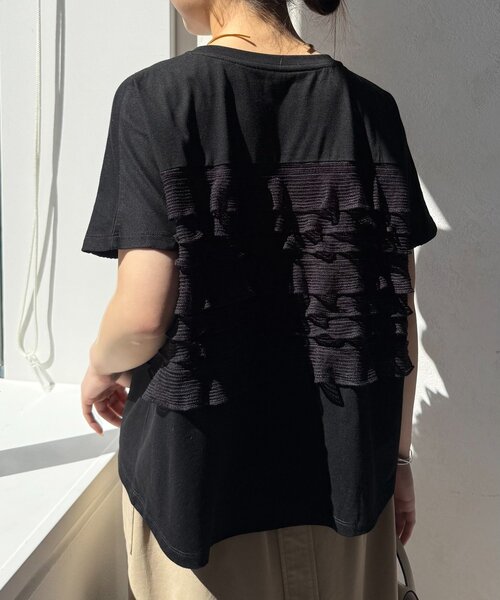 Jena espace merveilleux（ジェナ　エスパスメルヴェイユ）の「【一枚で着映える】シアーフリルカットソー（Tシャツ/カットソー・レディース・ブラック/オフホワイト/チャコールグレー・FREE）」の11枚目の写真