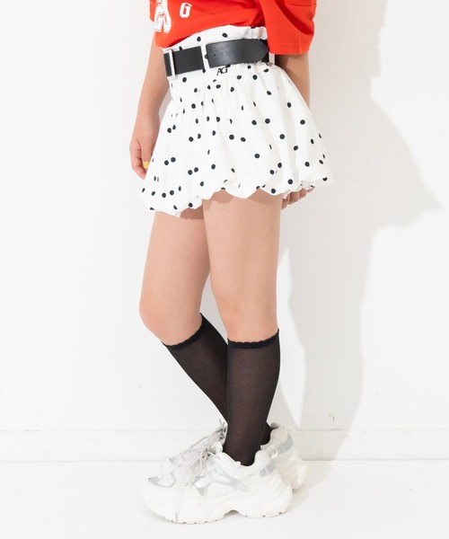 ANAP GiRL(アナップガール)の「ベルト付 バルーン スカート(スカート・キッズ・ホワイト×ブラック/ブラック/ホワイト・S/XS/M)」の14枚目の写真