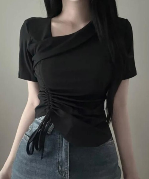 semplice(センプリチェ)の「Tシャツ【韓国ファッション】(Tシャツ/カットソー・レディース・ブラック/ホワイト/ピンク・F)」の2枚目の写真