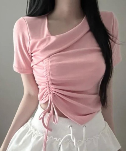 semplice(センプリチェ)の「Tシャツ【韓国ファッション】(Tシャツ/カットソー・レディース・ブラック/ホワイト/ピンク・F)」の7枚目の写真