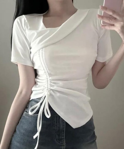 semplice(センプリチェ)の「Tシャツ【韓国ファッション】(Tシャツ/カットソー・レディース・ブラック/ホワイト/ピンク・F)」の13枚目の写真