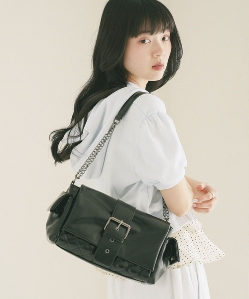 Heather(ヘザー)の「バックルポシェットBAG 682712(ショルダーバッグ・レディース・ブラック/ピンク/ベージュ・ONE SIZE)」の1枚目の写真