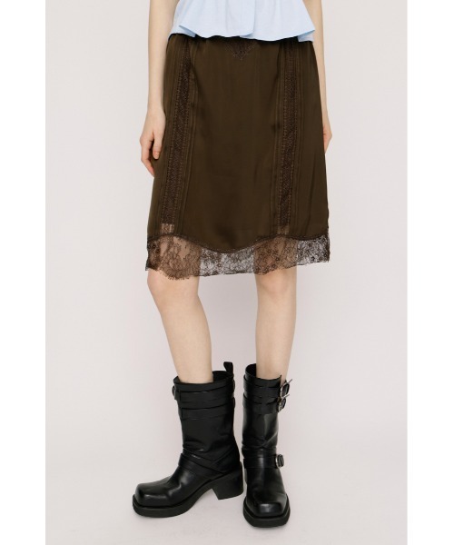 SLY(スライ)の「SHORT SLIP SKIRT ショートスリップスカート 夏服(スカート・レディース・ブラック/アイボリー/ブラウン・FREE)」の3枚目の写真