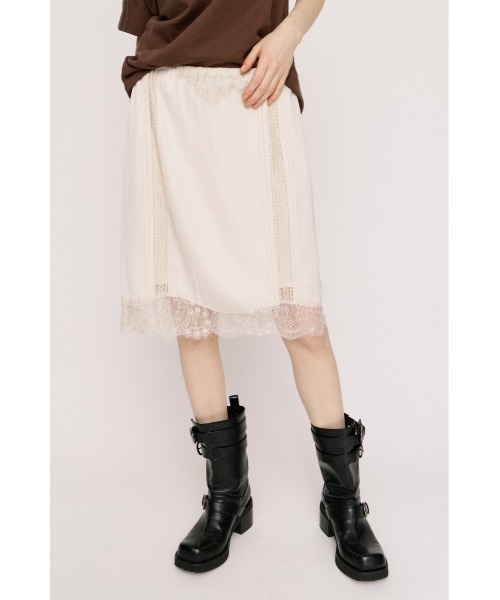 SLY(スライ)の「SHORT SLIP SKIRT ショートスリップスカート 夏服(スカート・レディース・ブラック/アイボリー/ブラウン・FREE)」の1枚目の写真