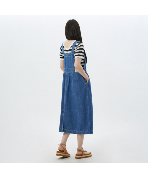 LAP（ラップ）の「フロントポケットデニムロングプレイワンピース AS2DO462（ワンピース・レディース・インディゴブルー・SMALL/MEDIUM）」の3枚目の写真