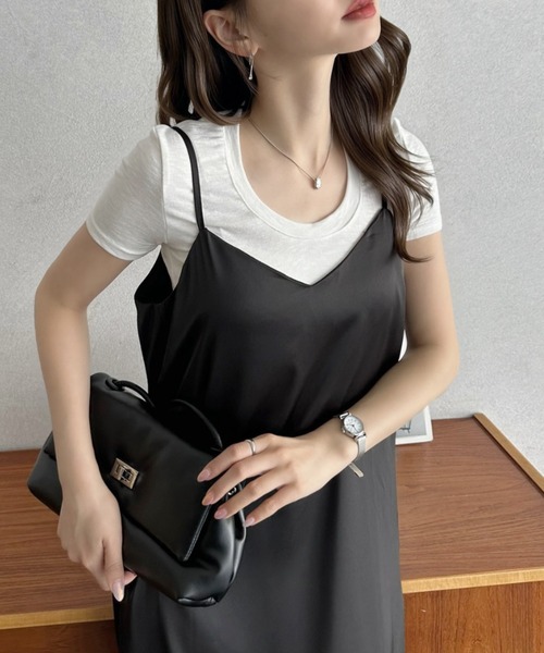 Eclat one(エクラワン)の「【Eclat one】裾レース サテン キャミ ワンピース(ワンピース・レディース・ブラック/ブラウン/オフホワイト・FREE)」の10枚目の写真