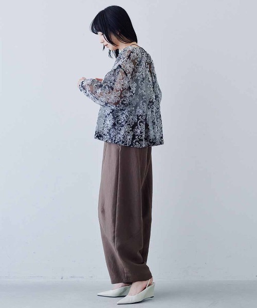 MEDE19F（メデジュウキュウ）の「ＭＥＤＥ１９Ｆ　オーガンジー刺繍シアーブルゾン〈ブラック×オフホワイト〉（その他アウター・レディース・ブラック×ホワイト・LL/L/M）」の5枚目の写真