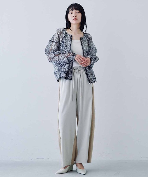 MEDE19F（メデジュウキュウ）の「ＭＥＤＥ１９Ｆ　オーガンジー刺繍シアーブルゾン〈ブラック×オフホワイト〉（その他アウター・レディース・ブラック×ホワイト・LL/L/M）」の3枚目の写真