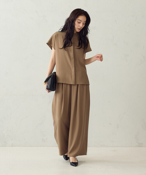 COMME CA ISM(コムサイズム)の「【セットアップ対応】シフォンジョーゼット ボックスタックイージーワイドパンツ(その他パンツ・レディース・キャメル/チャコール・MEDIUM/LARGE)」の11枚目の写真
