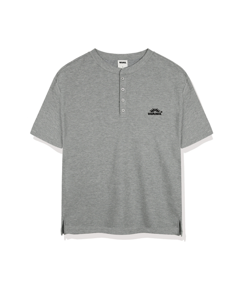 WANIL（ウェニール）の「サンロゴワッフルヘンリーネック半袖Tシャツ3カラー[WASR_1002]（Tシャツ/カットソー・レディース・ブラック/グレー/ホワイト・MEDIUM/LARGE/X-LARGE）」の3枚目の写真