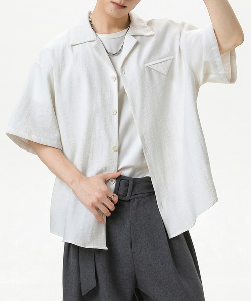 TOBEE(トゥビー)の「【TOBEE】リネン ルーズ オープンカラーシャツ(シャツ/ブラウス・メンズ・ホワイト/ブラック・X-LARGE/MEDIUM/LARGE)」の13枚目の写真