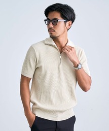 BENUSTA（ベヌスタ）の「『BENUSTA/ベヌスタ』スタンドカラーZIP半袖ポロシャツ【CN】【GC】（Tシャツ/カットソー）」