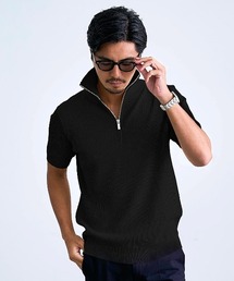 BENUSTA（ベヌスタ）の「『BENUSTA/ベヌスタ』スタンドカラーZIP半袖ポロシャツ【CN】【GC】（Tシャツ/カットソー）」