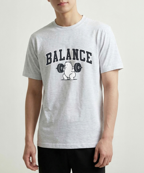 OKSTAR(オクスター)の「バランスベア 半袖Tシャツ(Tシャツ/カットソー・メンズ・ホワイト/ブラック/グレー/ダークグリーン/ネイビー/ダークブルー/クリーム/ライトグレー/ライトベージュ/ダークグレー/カーキ・SMALL/MEDIUM/LARGE/X-LARGE/2XL/3XL/4XL)」の14枚目の写真