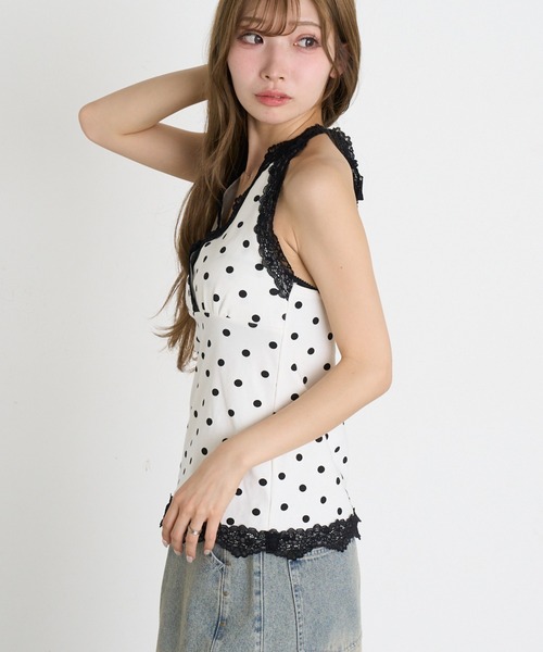 RAY CASSIN(レイカズン)の「【ドット・チェック】ホルターネックレースTシャツ / ブラウス(Tシャツ/カットソー・レディース・ブラック系その他2/ホワイト系その他2/ブラック系その他3/ベージュ系その他3・FREE)」の10枚目の写真