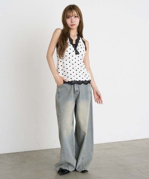RAY CASSIN(レイカズン)の「【ドット・チェック】ホルターネックレースTシャツ / ブラウス(Tシャツ/カットソー・レディース・ブラック系その他2/ホワイト系その他2/ブラック系その他3/ベージュ系その他3・FREE)」の12枚目の写真