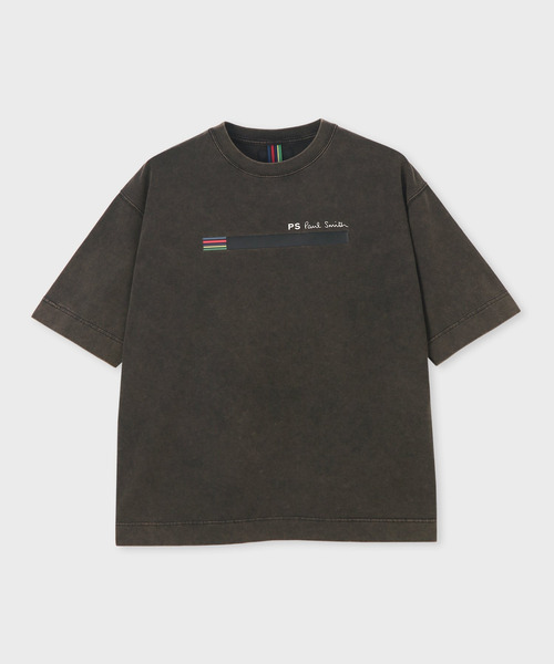 PS Paul Smith(ピーエスポールスミス)の「"Sports Stripe Bar" ヴィンテージライク Tシャツ / 262724 EXT02B(Tシャツ/カットソー・メンズ・スミクロ・LARGE/MEDIUM/SMALL)」の1枚目の写真