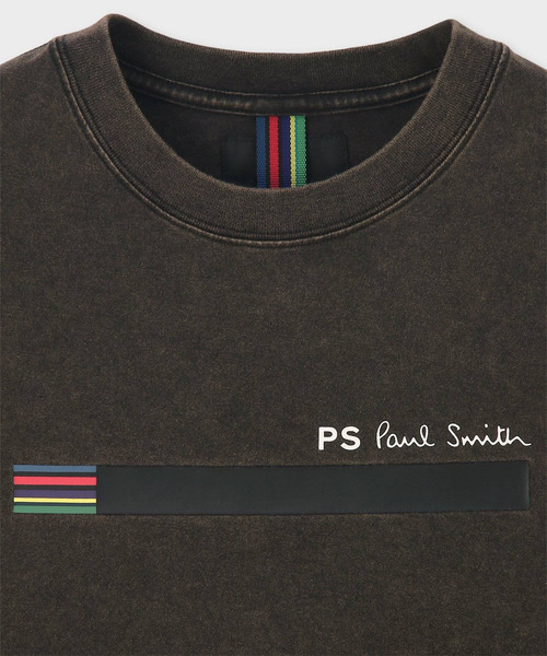 PS Paul Smith(ピーエスポールスミス)の「"Sports Stripe Bar" ヴィンテージライク Tシャツ / 262724 EXT02B(Tシャツ/カットソー・メンズ・スミクロ・LARGE/MEDIUM/SMALL)」の2枚目の写真