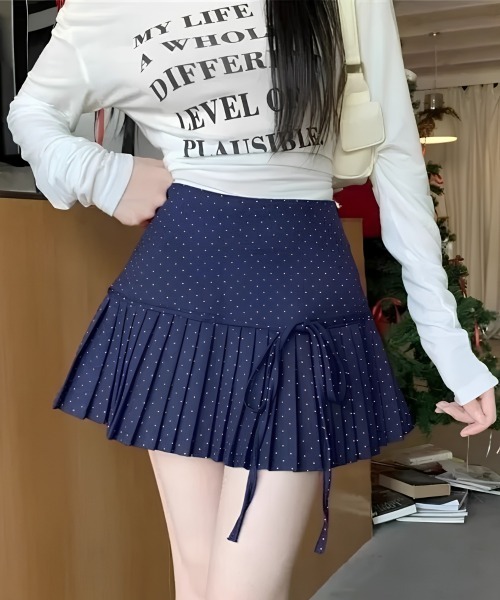 center i(センターアイ)の「ドットプリントプリーツミニスカート(スカート・レディース・レッド/ブラック/ネイビー・M/S)」の3枚目の写真
