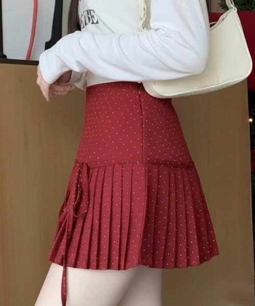 center i(センターアイ)の「ドットプリントプリーツミニスカート(スカート・レディース・レッド/ブラック/ネイビー・M/S)」の14枚目の写真