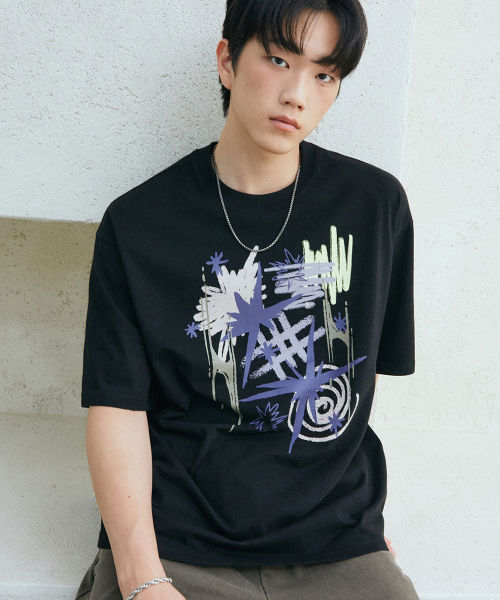 GAKKAI UNIONS(ガッカイユニオンズ)の「スタースクリブル 半袖Tシャツ ブラック(Tシャツ/カットソー・レディース・その他・MEDIUM/LARGE)」の1枚目の写真