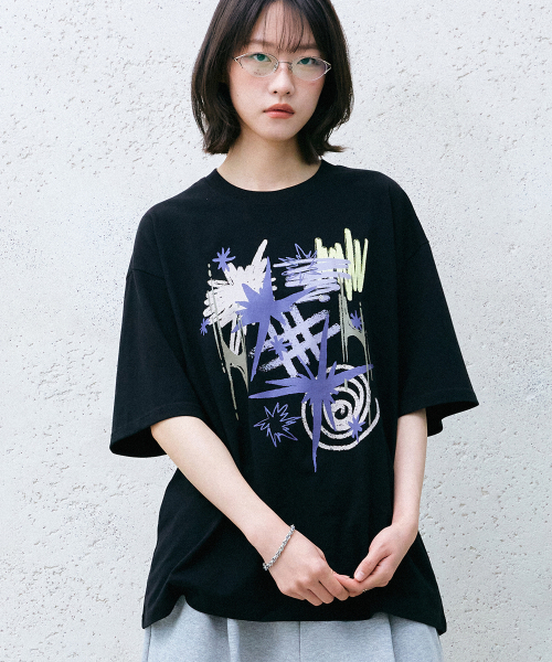 GAKKAI UNIONS(ガッカイユニオンズ)の「スタースクリブル 半袖Tシャツ ブラック(Tシャツ/カットソー・レディース・その他・MEDIUM/LARGE)」の8枚目の写真