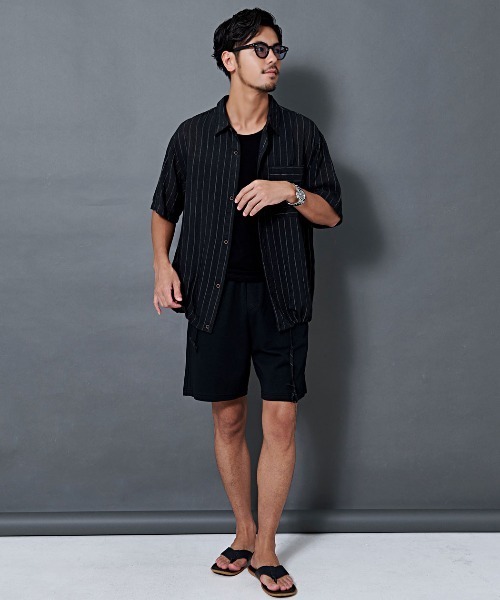 BENUSTA(ベヌスタ)の「『BENUSTA/ベヌスタ』ワイドシルエットハーフパンツ ショーツ【GC】(その他パンツ・メンズ・ライトグレー/ブラック・L/M)」の3枚目の写真