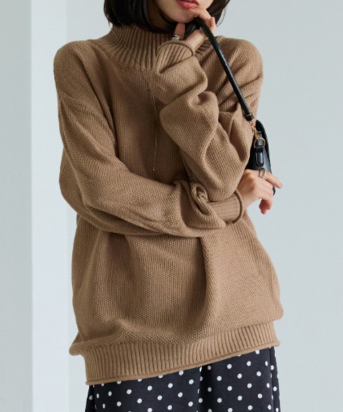 BELLUNA(ベルーナ)の「肌と仲良くなれる鹿のこ編ニット(ニット/セーター・レディース・テラコッタ/サックスブルー/ネイビー/モカ/グリーン・LARGE/MEDIUM/X-LARGE)」の9枚目の写真