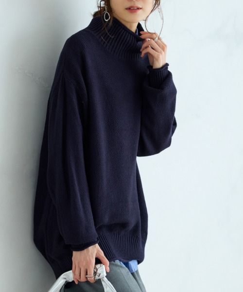 BELLUNA(ベルーナ)の「肌と仲良くなれる鹿のこ編ニット(ニット/セーター・レディース・テラコッタ/サックスブルー/ネイビー/モカ/グリーン・LARGE/MEDIUM/X-LARGE)」の15枚目の写真