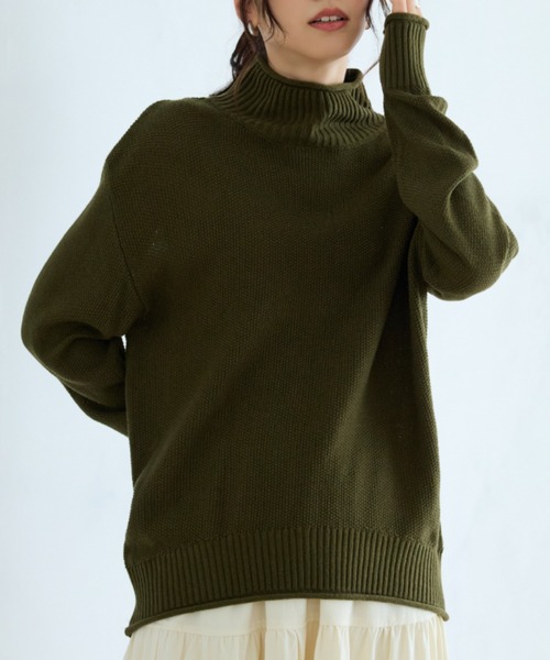 BELLUNA(ベルーナ)の「肌と仲良くなれる鹿のこ編ニット(ニット/セーター・レディース・テラコッタ/サックスブルー/ネイビー/モカ/グリーン・LARGE/MEDIUM/X-LARGE)」の22枚目の写真