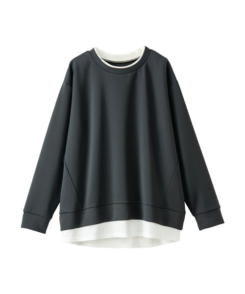 BELLUNA PLUS(ベルーナ)の「重ね着風とろみ素材プルオーバー(Tシャツ/カットソー・レディース・ラベンダー/ブルー/チャコール/モカ・MEDIUM/X-LARGE/LARGE)」の8枚目の写真
