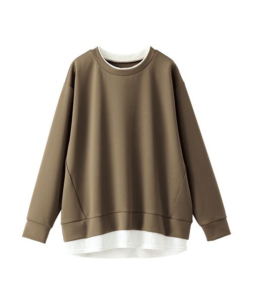BELLUNA PLUS(ベルーナ)の「重ね着風とろみ素材プルオーバー(Tシャツ/カットソー・レディース・ラベンダー/ブルー/チャコール/モカ・MEDIUM/X-LARGE/LARGE)」の9枚目の写真