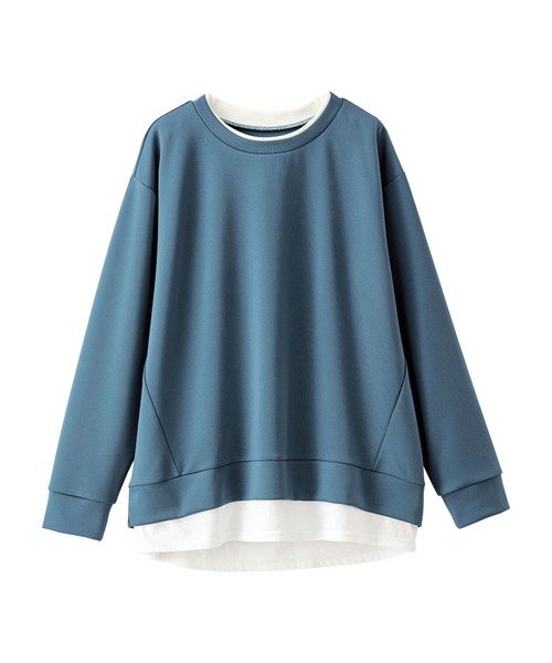 BELLUNA PLUS(ベルーナ)の「重ね着風とろみ素材プルオーバー(Tシャツ/カットソー・レディース・ラベンダー/ブルー/チャコール/モカ・MEDIUM/X-LARGE/LARGE)」の10枚目の写真