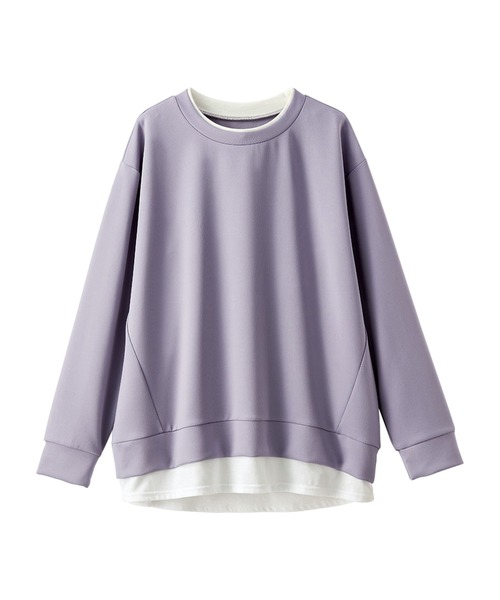 BELLUNA PLUS(ベルーナ)の「重ね着風とろみ素材プルオーバー(Tシャツ/カットソー・レディース・ラベンダー/ブルー/チャコール/モカ・MEDIUM/X-LARGE/LARGE)」の11枚目の写真