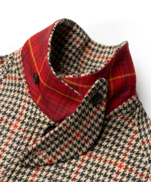 EDINBURGH CLUB(エディンバラクラブ)の「HARRIS TWEED HOUNDSTOOTH BALMACAAN COAT (BEIGE)(チェスターコート・メンズ・Beige・MEDIUM)」の4枚目の写真