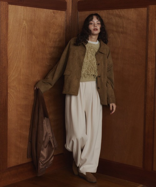 OLUN（オルン）の「Double tuck easy pants/ダブルタックイージーパンツ（スラックス・レディース・ブラウン/モカ/アイボリー・SMALL/X-SMALL/FREE）」の9枚目の写真
