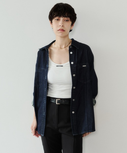 VION(ヴィオン)の「ライトデニムシャツ / Light Denim Shirt(シャツ/ブラウス・レディース・ネイビー/ブルー・FREE)」の13枚目の写真