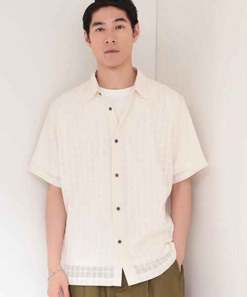 THE SHOP TK (ザ ショップ ティーケー )の「【洗濯機OK】格子柄メッシュ半袖シャツ(シャツ/ブラウス・メンズ・オフホワイト/ブラック/ブルー系その他・04/03/01/02)」の6枚目の写真