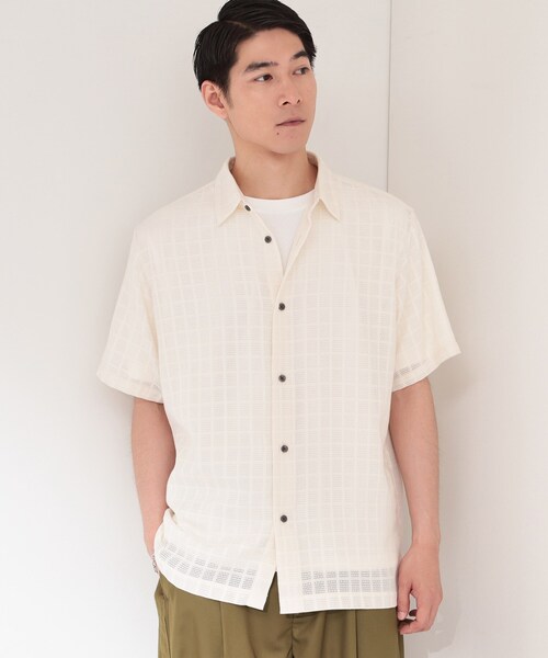 THE SHOP TK (ザ ショップ ティーケー )の「【洗濯機OK】格子柄メッシュ半袖シャツ(シャツ/ブラウス・メンズ・オフホワイト/ブラック/ブルー系その他・04/03/01/02)」の7枚目の写真