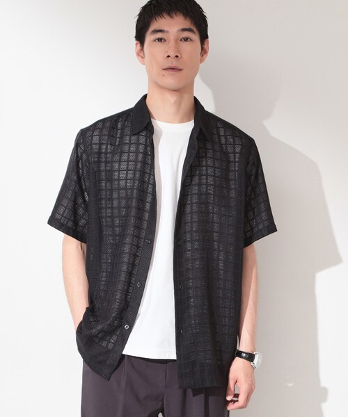 THE SHOP TK (ザ ショップ ティーケー )の「【洗濯機OK】格子柄メッシュ半袖シャツ(シャツ/ブラウス・メンズ・オフホワイト/ブラック/ブルー系その他・04/03/01/02)」の11枚目の写真