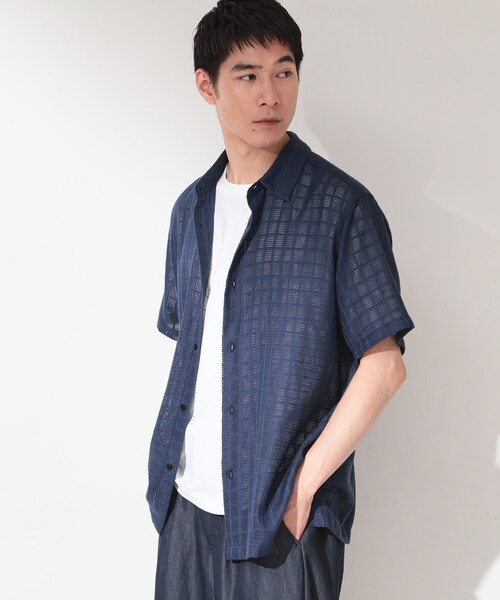 THE SHOP TK (ザ ショップ ティーケー )の「【洗濯機OK】格子柄メッシュ半袖シャツ(シャツ/ブラウス・メンズ・オフホワイト/ブラック/ブルー系その他・04/03/01/02)」の16枚目の写真