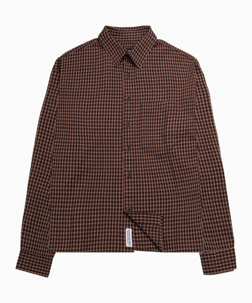 SAINTPAIN(セイントペイン)の「SP クロップスモールチェックシャツブラウン(シャツ/ブラウス・レディース・その他・MEDIUM/LARGE)」の1枚目の写真