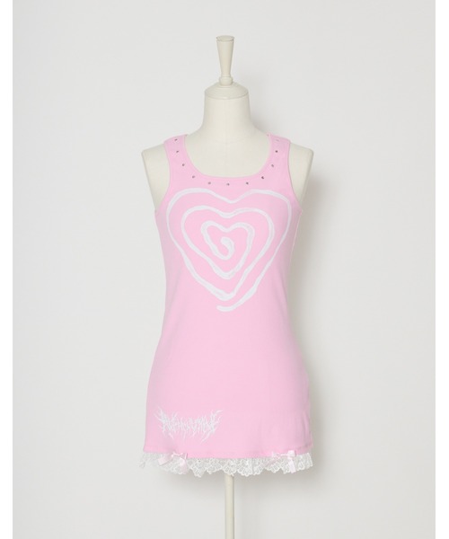 AVENCHUMU(アバンチュウム)の「Swirl heart illusutration tanktop mini onepiece(ワンピース・レディース・ブラック/ピンク/ブラック×ピンク・FREE)」の18枚目の写真