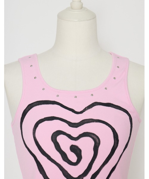 AVENCHUMU(アバンチュウム)の「Swirl heart illusutration tanktop mini onepiece(ワンピース・レディース・ブラック/ピンク/ブラック×ピンク・FREE)」の13枚目の写真