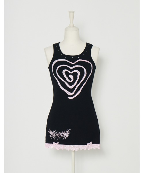 AVENCHUMU(アバンチュウム)の「Swirl heart illusutration tanktop mini onepiece(ワンピース・レディース・ブラック/ピンク/ブラック×ピンク・FREE)」の17枚目の写真